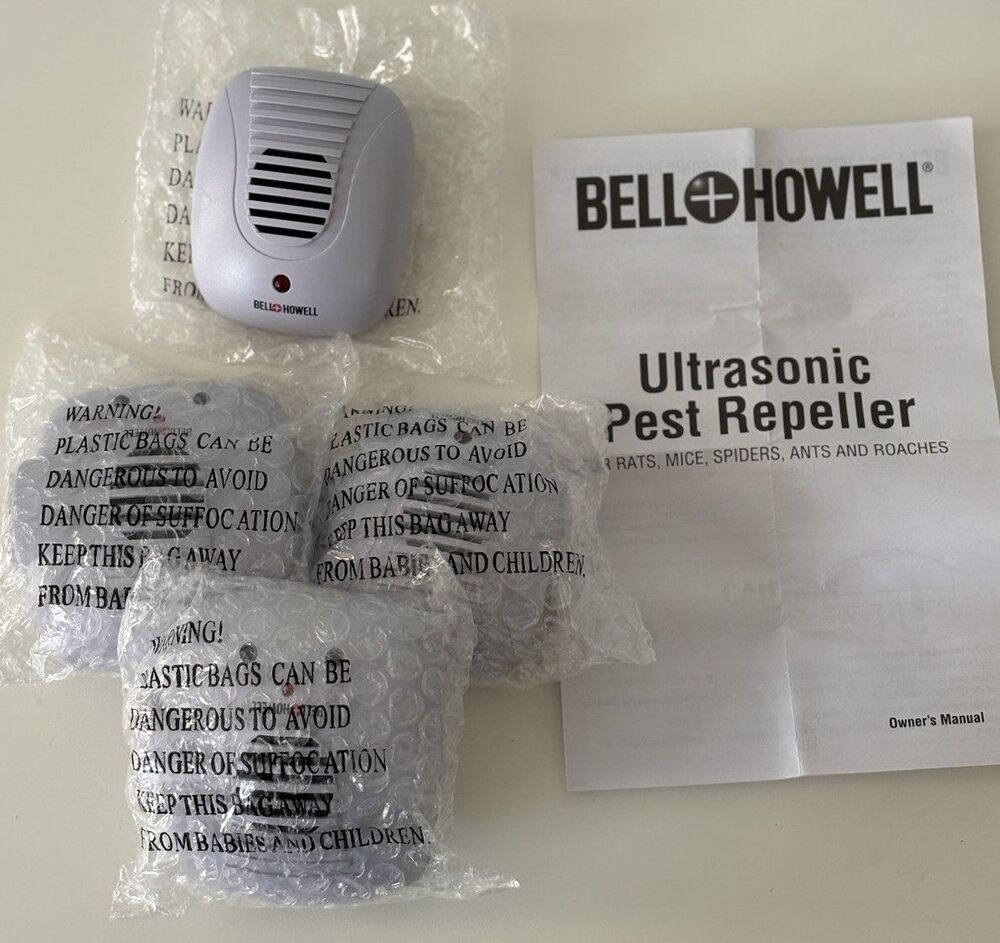 Bell & Howell Ultrasonic Pest Repeller 4 Pack Complete Home Kit New No Packaging